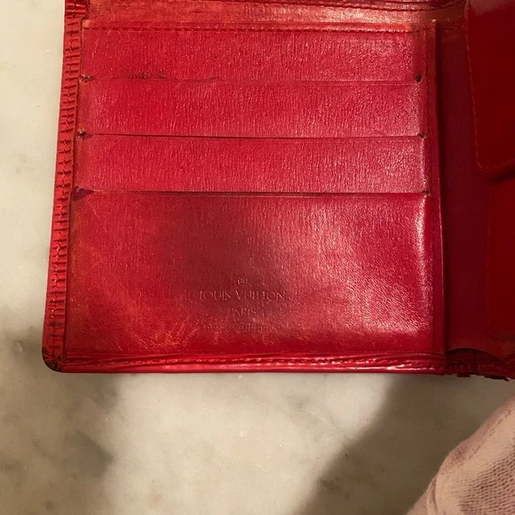 Red leather Louis Vuitton wallet